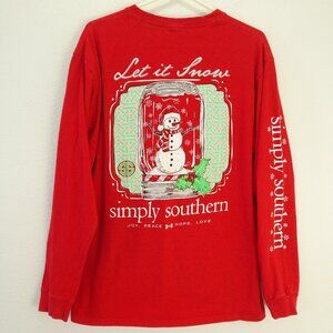 Simply Southern Christmas Long Sleeve Red Women's T-Shirt Large